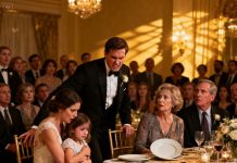 At my wedding, my future mother-in-law leaned down to my 6-year-old daughter and said coldly, in front of more than a hundred guests: “You are not a daughter. You are your mother’s mistake.” My chest tightened, and my sister-in-law even laughed in agreement. But before I could react, my fiancé shot to his feet, slammed his hand on the table, and said something that made the entire venue fall silent—his mother dropped her fork, and his father went completely pale.