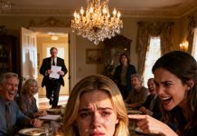 At dinner, my sister pointed at me and burst out laughing: “You’re the child Mom never wanted.” Everyone joined in. I said nothing. Then the family lawyer walked in, carrying a sealed letter from my mother. When he read the first line… my sister froze, as if she had stopped breathing.