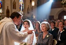 “At my own wedding, the priest suddenly leaned toward me and whispered, ‘I… I can’t continue this ceremony.’ My heart dropped. Then he raised his hand and pointed directly at my groom’s mother. Gasps echoed through the room as every head turned toward her. I watched her face tighten, her smile vanish — and in that moment, I realized the truth was about to explode. What he revealed next changed everything…”