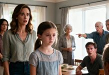 “This table is for real grandchildren—not a cheater’s kid.” My in-laws said it loudly, smiling, on my daughter’s birthday. They pointed to another table and told her to move. She didn’t cry. She didn’t argue. She stood up, looked straight at her father, and said one sentence that drained all the color from his face. In that moment, I realized children hear far more than we think—and sometimes, they decide when the truth comes out.