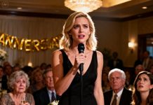 At my parents’ anniversary celebration, my sister stood and toasted them for raising “their one and only child.” My mother beamed, my father nodded with pride, and the entire table clapped enthusiastically. I simply sat in silence. Then I rose, took the microphone, and made an announcement that froze the entire room…