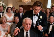 I went to my son’s wedding as a proud single father, but when I sat down, I saw the name card placed in front of me: “Fake father — low education.” The bride’s family burst into laughter, nudging each other with contempt. I remained still, trying to keep my composure. Then my son stood up, took the microphone, and said, “Dad, let’s go.” The entire hall fell silent, the bride’s family turned pale, and as we walked out of the venue… the real hell began — but not for us.