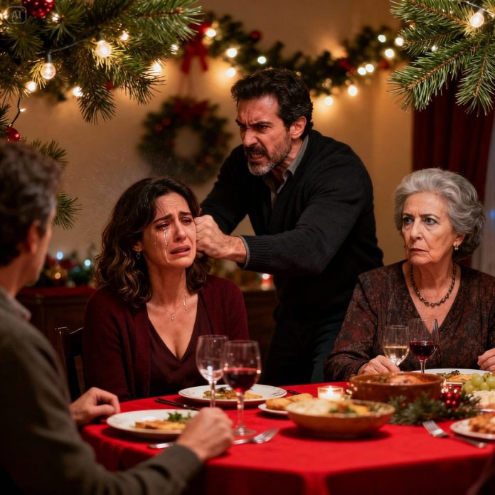 dreamina-2025-12-16-3714-Un enfrentamiento impactante en una cena...