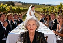 At my granddaughter’s wedding, I looked down at the table and saw my name card labeled: “The old woman who pays for everything.” The whole table giggled as if it were the funniest thing. I calmly raised my glass and smiled softly. Then I opened a sealed envelope — my husband’s final will — and read aloud: “Any descendant who insults, humiliates, or exploits my wife… will be cut off from the entire inheritance.” None of them knew this. Especially… the girl standing at the altar. The room instantly held its breath.