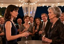 “Don’t come near me,” my mother-in-law shouted at the party, “You’re a gold digger!” The room burst into laughter. I stayed silent—until her best friend whispered, “She’s hiding something.” I smiled and set my glass down: “Then let me ask.” When the truth came out in front of everyone… my mother-in-law realized the past never stays buried.
