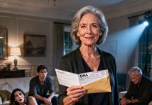 At a family event, my daughter-in-law leaned in and whispered: “I’m carrying your husband’s baby, you old country woman—so behave.” I laughed out loud and replied, “Oh, don’t worry, sweetheart.” A few weeks later, I handed her a little surprise… and the DNA test absolutely ruined her.