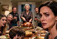 At Thanksgiving dinner, my mother cut the turkey and smiled: “Only six months left? Then let’s raise a glass to the day our burden disappears!” The relatives burst out laughing. My sister stroked my son’s head and said: “Next year there will be one less seat! But as long as we have ‘real family,’ everything will be alright.” I put down my fork and squeezed my son’s hand. No one knew that it was our last meal together