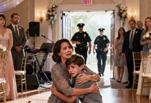 The wedding was loud—until everything shattered. My 14-year-old son stood there shaking, tears streaming down his face. “I couldn’t take it anymore,” he whispered. The room fell silent. I rushed to hold him, my heart breaking—because I knew this didn’t start today. When the police arrived and the truth began to surface… everyone realized this wasn’t a moment of pride, but a warning that came far too late.