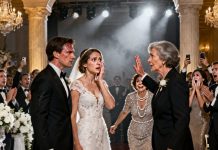 She slapped me across the face and hissed, “You’re stupid,” right there in the wedding hall. I froze—until my fiancé stepped forward and said calmly, “Mom… do you know who you just hit?” Her smile vanished. The room went silent. Phones came out. Someone started crying. Minutes later, sirens echoed outside. That was the moment I realized this wedding was about to become unforgettable.