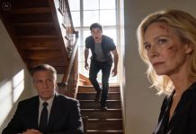 My son hit me after I refused to give him my husband’s inheritance. I said nothing. The next morning, I prepared a perfect breakfast. He smiled at the lace tablecloth and the cookies and said, “So you’ve finally learned.” Then he noticed someone sitting at the table, staring back at him—and his face turned pale…