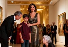 En la gala, mi tía señaló a mi hijo y gritó delante de todos: “¡No está cualificado para estar aquí! ¡Espéralo afuera, en el vestíbulo!”. Mi hijo bajó la cabeza y sus ojos se pusieron rojos. Mantuve la calma, me acerqué a ella y le sonreí levemente. “¿Está segura?”. Antes de que pudiera entender, el gerente se acercó rápidamente e hizo una reverencia. “Señora… la galería ha sido completamente preparada según sus instrucciones”. Mi tía palideció al instante.