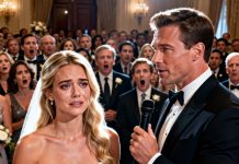 I married a homeless man, and the room was flooded with sneers and judgmental stares. Everyone expected a spectacle. But when he picked up the microphone, he revealed the truth about his real background—and it shocked the entire room into silence and envy.