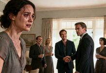 I stood there serving plates while my hands shook and tears burned my eyes. “Your mother died? So what—serve my guests!” my husband laughed. Then his boss gently took my hand and asked, “Why are you crying?” I told him the truth. He turned to my husband, his face hardening. “Everyone here already knows who she is,” he said quietly. “Except you.” The room went silent when he added, “She’s my sister.” And that was only the beginning of the collapse.