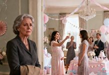 At my grandson’s baby shower, my daughter raised her glass—not to me, but to her mother-in-law. “This is the woman I wish had raised me,” she said, smiling. Laughter followed. I felt the room tilt, but I didn’t react. I quietly stood, took my coat, and left unnoticed. The next morning, a delivery arrived at her door. When she opened it, her hands started shaking—because my silence wasn’t surrender. It was a decision.