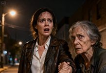 After the divorce, I barely had enough for myself—yet every morning, I left a few bills for the elderly woman on the corner. “You don’t have to,” I’d whisper. One night, she grabbed my wrist, her eyes suddenly sharp. “You’ve already paid enough,” she said. “Don’t go home. Stay at a hotel.” I laughed nervously—until she leaned closer and added, “Tomorrow, I’ll show you why.” I didn’t sleep at all… and by morning, my life was no longer mine to lose.