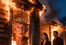 “Hope you like fire,” my son-in-law whispered as he locked me inside the burning cabin. My daughter only smiled coldly. They believed my five-billion-dollar fortune was already theirs. But when they returned home to celebrate, I was sitting there waiting for them—holding something they never expected, and carrying a truth that would destroy everything they thought they’d won.