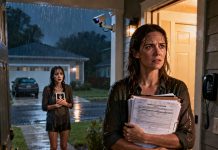 While I was still on the delivery table, my sister secretly changed my newborn’s name. Then she reported me to CPS for “abuse” so she could keep my baby for herself. I begged, “Stop!” but she screamed, “He was supposed to be mine!” I stayed silent for five months—collecting every document, every call, every lie. Last night, she stood barefoot in the rain outside my house, clutching a photo and whispering, “He was supposed to be mine…” And I realized… it was finally time to fight back.