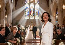 My mother-in-law shoved divorce papers into my face. “Sign. My son’s done with you.” I’d just lost my baby and could barely breathe. She leaned in and whispered, venomous, “Useless woman.” I looked at my husband—he turned away. So I signed. No tears. Just a smile. A year later, on their wedding day, I walked into the church wearing white. My mother-in-law shot to her feet. “What are you doing here?!” I tilted my head. “I’m here to take back what was always mine.” And the entire room began to crack.