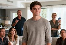 “He’s just a bartender,” my dad said loudly when I walked in. I smiled and said nothing. Then my sister’s new husband shook my hand—and froze. His face drained as he pulled out his phone, whispering, ‘That’s him…’ The laughter died instantly. No one spoke. Because in that silence, they realized the job I let them see… wasn’t the life I actually lived.”