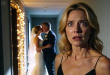 Just moments before the ceremony was about to begin, I froze when I saw my husband kissing my son’s fiancée. I rushed forward to expose them, but my son grabbed my hand tightly. “Mom, don’t,” he whispered, then handed me evidence that made my heart turn ice-cold. What was revealed right there in the wedding hall led to the police arriving, a public humiliation—and a dark truth that had been hidden for fifteen years.