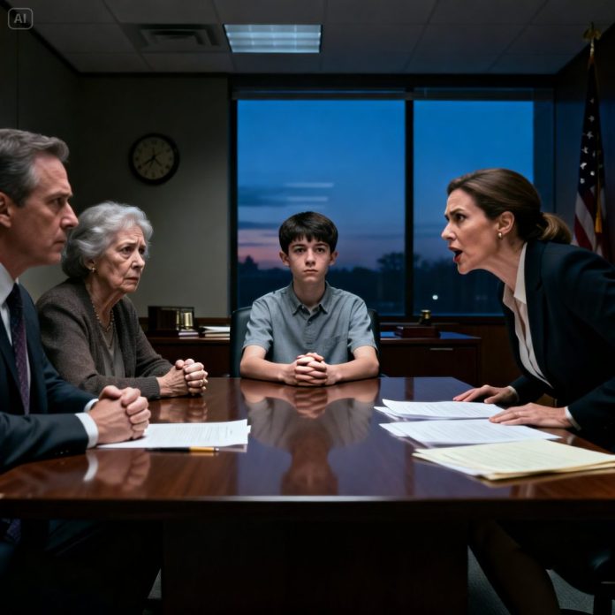 dreamina-2025-12-29-7122-A suffocatingly tense law office at dusk...