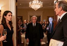 My sister blocked me at Dad’s retirement party, glaring. “Don’t come. You’ll just embarrass him.” I stood there and gave a thin smile. “I’m here to congratulate my father.” She scoffed. “He doesn’t need you.” I walked in anyway—right as the judge who had just declared our family company bankrupt stepped into the room. He scanned the crowd, then stopped in front of me. “You… were you behind this?” Before I could answer, my father turned around—his face turning ghost-white. And I knew… whatever they buried was about to surface tonight.