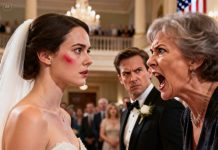 RIGHT AT MY OWN WEDDING, MY FUTURE MOTHER-IN-LAW SLAPPED ME ACROSS THE FACE. “IDIOT!” she screamed in front of everyone. She had NO IDEA I was the bride. The entire hall went DEAD SILENT when my husband turned back, stared straight at her, and said: “YOU’VE GONE TOO FAR, MOM.” Minutes later, SIRENS BLARED OUTSIDE THE DOOR… And in that moment, I knew — THIS STORY HAD JUST ENTERED A WHOLE NEW CHAPTER.