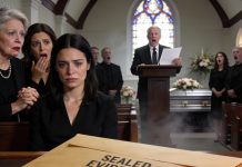 My parents cornered me at Dad’s funeral, Mom hissing, “You’ll do anything to get the inheritance, won’t you?” My sister smirked, “Don’t make Mom uncomfortable.” I swallowed the grief and said, “Fine.” But when the lawyer began reading, his voice shook: “To my daughter… the one they tried to erase…” Mom’s face drained white. My sister grabbed my arm, whispering, “What did you do?” I just stared at the sealed envelope—because it wasn’t money inside… it was proof.