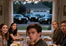 “YOU USED MY IDENTITY TO TAKE THAT LOAN — SO WHAT?” my sister sneered across the dinner table. My mother laughed mockingly: “HE CAN’T EVEN AFFORD A LAWYER.” I didn’t argue. I simply sent one line: “INITIATE A FRAUD INVESTIGATION.” Days later, BLACK CARS PULLED UP IN FRONT OF THE HOUSE. And in that moment, I understood — UNDERESTIMATING THE WRONG PERSON ALWAYS COMES WITH A VERY EXPENSIVE PRICE.