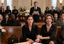 She walked into my uncle’s funeral in pearls and perfume, smiling like she already owned his fortune. The same woman who left me at sixteen. When the lawyer called her name, she squeezed my hand and whispered, “Watch me win.” Then the envelope opened—and the room went ice-cold. “A poison pill clause,” the lawyer read, “effective only if she appears to claim anything.” Her smile cracked. “What does that mean?” she snapped. I didn’t answer… because the next page had her name under criminal referral.