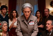 En La Cena De Navidad, Mi Nuera Me Entregó Una Placa Con Un Nombre. Decía: “Ama De Llaves.” Sus Padres Se Rieron. Mi Hijo Sonrió Con Burla Y Dijo: “La Comida Es Para La Familia.” No Había Ninguna Silla Para Mí. Con Calma Me Quité El Anillo De Bodas, Lo Puse Sobre La Mesa Y Dije Cuatro Palabras. “La Habitación Quedó En Silencio…”