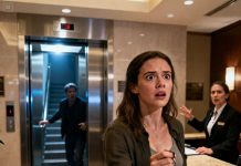 The receptionist slid my room key across the desk with a note: “Do not take the elevator.” I laughed nervously. “Why?” Her smile vanished. “Stairs. Now.” I turned just as the elevator doors opened behind me—revealing something that made the lobby go silent. That’s when I realized she hadn’t been giving advice… she’d been giving me a chance to get away.