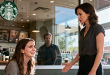 A stranger slid a note across my table at Starbucks: “Act normal. Smile. Nod. Then leave with me.” My hands shook. I looked up, terrified. She didn’t speak—just mouthed, “He’s behind you.” I forced a smile as my heart pounded. When I finally saw his reflection in the window, everything clicked. That wasn’t a coincidence. I was already being followed.