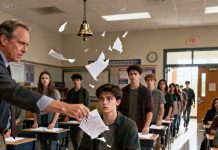 Our class never agreed on anything—until the day the teacher ripped a student’s paper apart and said coldly, “You don’t deserve to sit here.” No one laughed. No one spoke. When the bell rang, we all stood up together, left our tests on the desks, and walked out in silence. That day, we didn’t skip class. We simply decided… we wouldn’t stay quiet anymore.