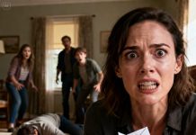 During family movie night, my mom slipped a note into my hand: “Don’t drink the juice.” I stared at her. “Why?” I whispered. She didn’t answer—just nodded once. Two minutes later, a glass shattered. My cousin collapsed onto the floor. People screamed. Someone yelled for an ambulance. And as I watched chaos unfold, one thought hit me harder than fear: She knew this was coming.