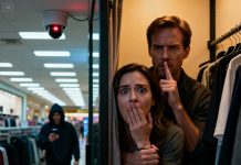 When I peered through the curtain gap, my stomach dropped. Two men had stepped into the aisle and stopped right outside our section—too calm, too deliberate. One lifted his phone, scrolling through a photo like he was matching faces. The other scanned the changing-room numbers, counting under his breath. My husband’s grip tightened until it hurt. He didn’t look surprised—he looked certain. Then one of the men smiled and said quietly, “She’s here.” And that’s when I realized my husband hadn’t dragged me into hiding to avoid embarrassment… He was buying us seconds.