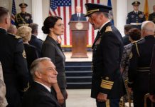 My father mocked me in front of everyone. “She dropped out of the Navy.” I said nothing as I stood at my brother’s SEAL commissioning ceremony. Then the general’s eyes locked onto me, his voice faltering. “Rear Admiral… are you in attendance?” Instantly, the entire auditorium stood. Color vanished from my father’s face. That was the moment he realized—he had humiliated the very wrong person.