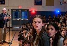 It still doesn’t feel real because it happened on an ordinary Tuesday. The principal called an “emergency assembly,” and we joked all the way to the gym—until the doors locked behind us. A teacher grabbed the mic, voice shaking: “Everyone stay calm.” Then we heard it—sirens, shouting, the sharp bang that made the whole room flinch. My best friend whispered, “Is this a drill?” and I could only stare and say, “No… it’s not.” Even now, I can’t forget how quiet everyone got when we realized someone wasn’t coming back.