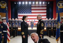 “She quit the Navy,” my father said loudly in front of the crowd. I stood quietly at my brother’s SEAL pinning ceremony, not defending myself with a single word. Then the general suddenly looked straight at me, froze, and said, “Rear Admiral… you’re here as well?” Two hundred SEALs rose to their feet at once. The blood drained from my father’s face — because in that moment, every lie he had told collapsed.