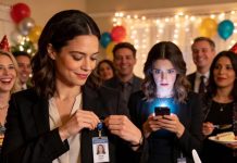 “Get a more respectable job,” my sister sneered during the party. The room suddenly fell silent. I nodded, smiled, and quietly removed my executive ID badge from my jacket. Just as everyone began cutting the cake, her phone vibrated—an email from HR. Her face slowly turned pale. Because in that exact moment, she realized the one who had just been fired… wasn’t me.