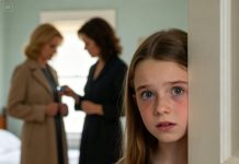 “Mom, I have a fever… can I stay home today?” I whispered. She touched my forehead and nodded. By noon, I heard a key turn softly in the lock. I peeked out and saw my aunt slip something into my mother’s coat pocket. Before leaving, she said on the phone, “It’s done. Call the police tonight.” That was when I realized—I wasn’t sick. I was being used.