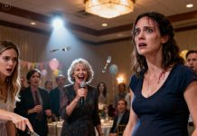 During my baby shower, my mother snatched the microphone and laughed like she was telling a harmless joke. “Someone like you should just have a miscarriage!” The room went dead silent. I couldn’t even breathe—every face frozen, every smile erased. Then my sister calmly cut the cake, her knife scraping the plate, and tilted her head at me. “Hey…” she said softly, almost amused. “Do you even know what was inside that cake?” A cold wave rushed through my body. My skin went slick with sweat. My vision narrowed, the voices around me stretching and warping like I was underwater. I tried to stand—tried to speak— and then the world went black. When I woke up… everything had changed.