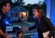 I walked home gripping my five-year-old’s hand, only to find a police officer standing at my front door. “We’ve had a report that you abducted this child,” he shouted. “She’s mine—she’s my daughter!” But my little girl didn’t say a word. She just stared at the floor. They cuffed me right there. And at the station, the truth came out—so twisted and shocking it made my blood run cold.
