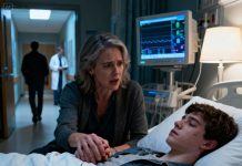 I stepped into my son’s hospital room after the accident that put him in a coma. The doctor warned, “There’s very little chance he’ll wake up.” My husband turned and left without saying a word, abandoning me beside our son’s bed. When I took my son’s hand, a tiny key fell from his pocket. A scrap of paper came with it, the handwriting trembling: “Mom… use this key to open what’s inside.”