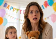 When my daughter hugged the teddy bear, she smiled—then froze. “Mommy… what is this?” she whispered. I took the bear from her, felt something hard inside, and my blood ran cold. My in-laws called it a “cute gift.” I didn’t scream. I didn’t confront them. I did something quieter—and far more serious. Three days later, police were standing at their front door.