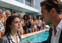 A poor waitress was pushed into the pool while everyone laughed at her — then a millionaire walked in and did something that left everyone speechless…