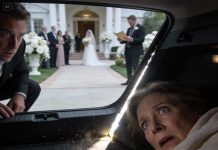 “On my son’s wedding morning, the family driver shoved me into the trunk and snapped, ‘What the hell are you doing?’ before throwing a blanket over my face. ‘Ma’am, please hide here. Don’t say a word—you need to see this,’ he whispered. Minutes later, through a crack of light, I saw the truth unfold outside, and my heart stopped. In that moment, I realized the wedding wasn’t what it seemed at all.”
