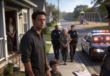 “My wife’s friend’s mother called 911 and accused me of kidnapping my own son after she shoved him on the swings, then lied to the police saying she saw me drag him from a van; when I tried to defend myself, she smirked and said my son would learn how close I came to becoming a criminal, so I stayed silent—and ten months later, this morning, I watched as she was led out of her house in handcuffs.”