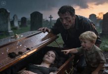 Just one hour after my wife was buried, my seven-year-old child gripped my hand tightly and whispered, “Dad… Mom is still cold.” I snapped, “That’s enough. We’ve already said goodbye.” But my child broke down, sobbing, “Please dig Mom back up!” When the coffin was opened and the lid was lifted… the entire crowd held its breath— because my child was right, and what appeared inside changed everything forever.