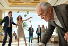 At our luxury resort, my parents screamed at my grandfather, “Get out!” and threw a hundred-dollar bill in his face. “He’s poor,” my mother hissed. “A burden.” I watched my grandfather bend down, pick up the money, and smile quietly. That night, he asked everyone to sit down. What he revealed wasn’t loud—but it was final. By morning, the resort, the money, and my parents’ perfect world were no longer theirs.